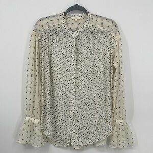 Lucky Brand Sheer Floral Button Front Blouse Women’s Size Medium